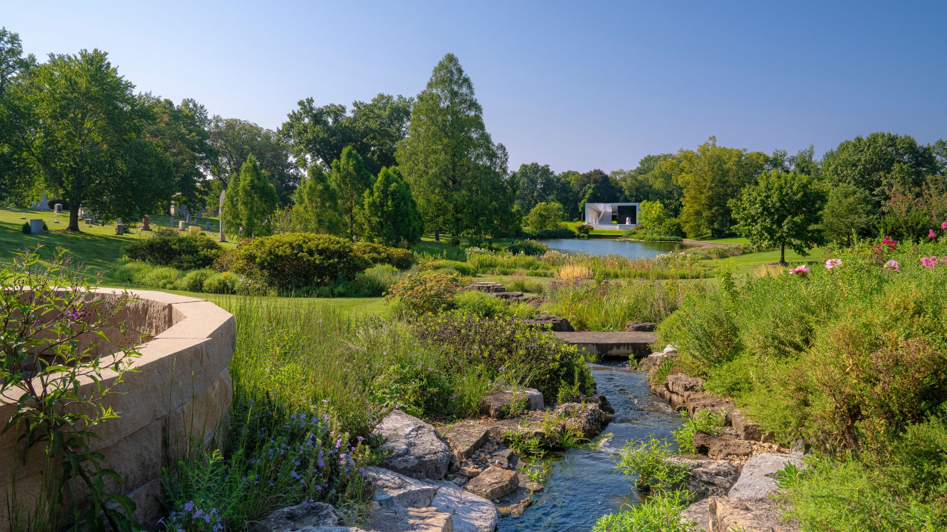 Water features add to the serenity of Bellefontaine Cemetery and Arboretum.