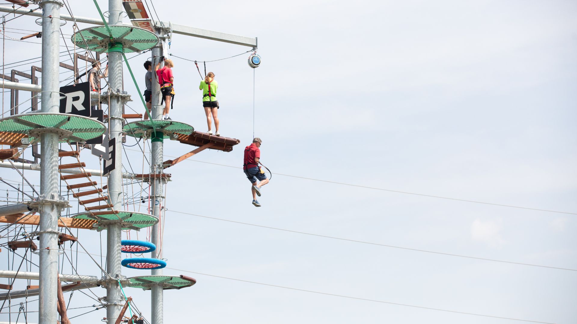 RYZE Adventure Park has an adventure tower with more than 100 obstacles.