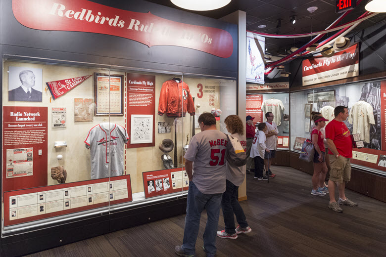 Fans tour the St. Louis Cardinals Hall of Fame and Museum.