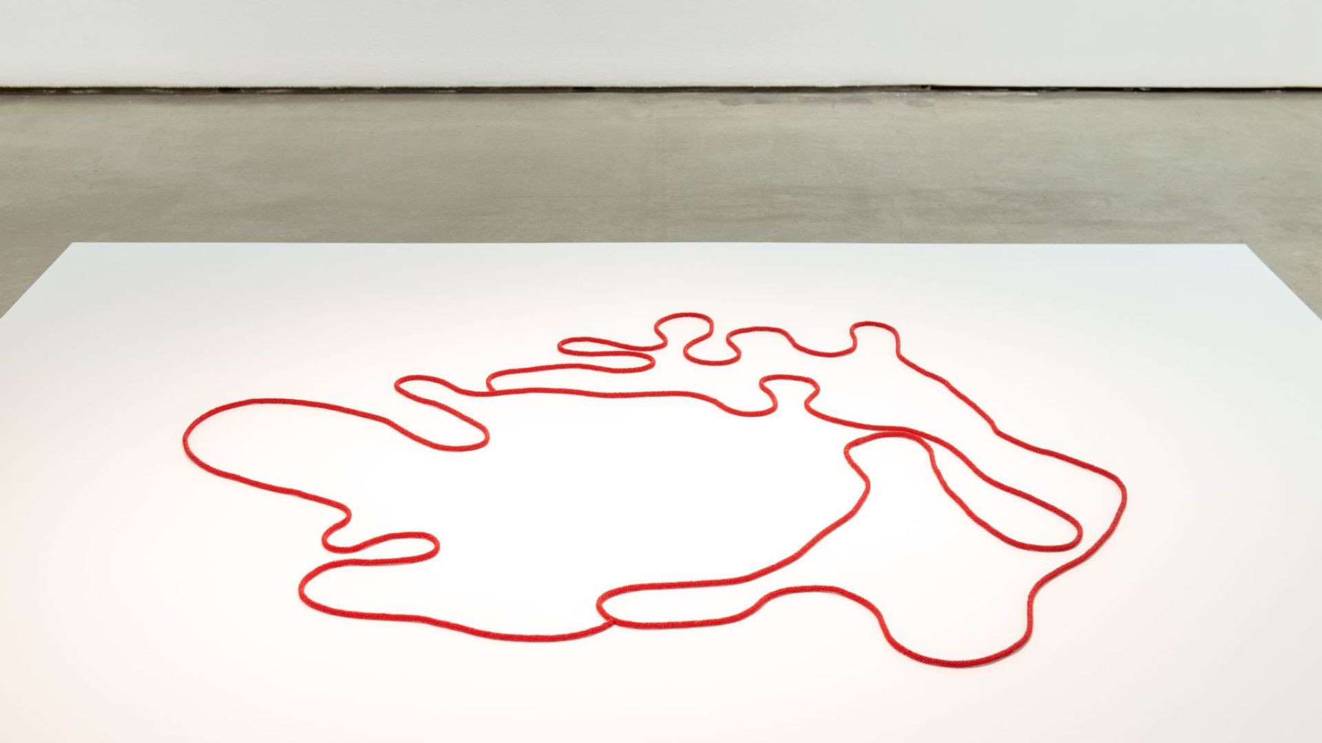 The Red Line by Faye HeavyShield is exhibited at the Pulitzer Arts Foundation.