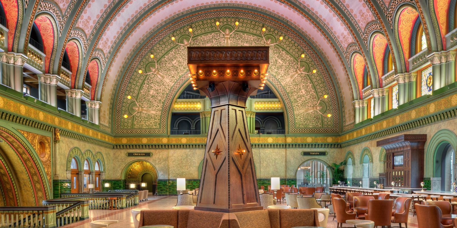 The Grand Hall at St. Louis Union Station features carefully restored architecture of the 19th-century train station.