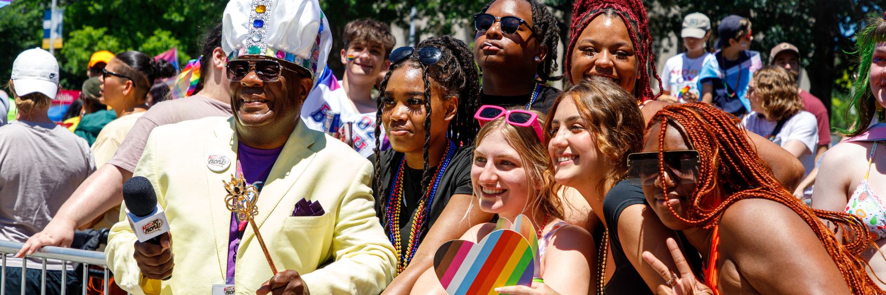 People from diverse backgrounds gather for PrideFest in downtown St. Louis.