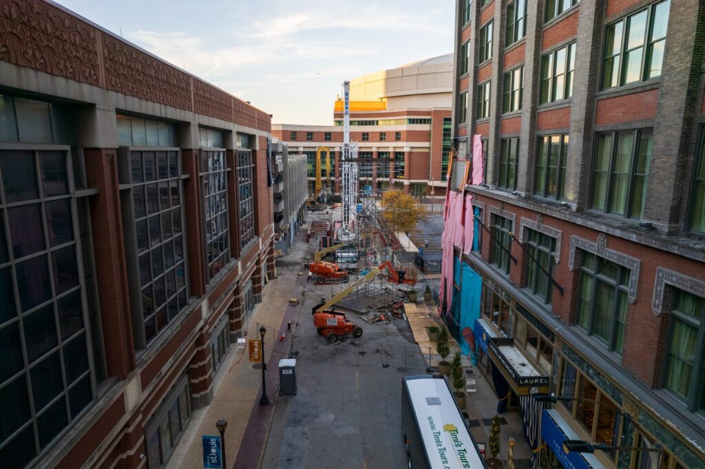A look down 7th street after the sky-bridge was removed as part of the AC Next Gen project to improve America's Center Convention Complex.