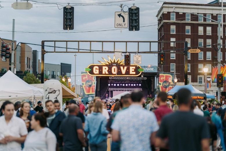 GroveFest promotes The Grove neighborhood of St. Louis with everything from African dancers to fire performers and a bubble bus to a fashion show.