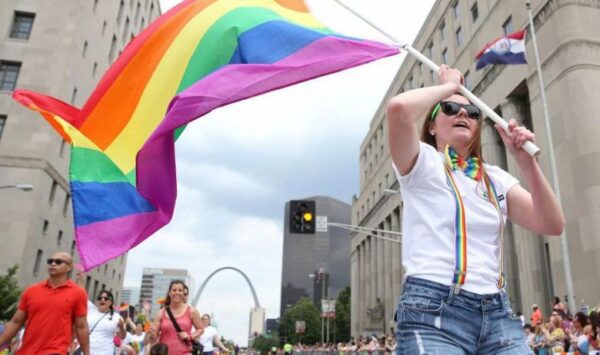 The queer community and its allies gather for the Pridefest parade in downtown St. Louis.