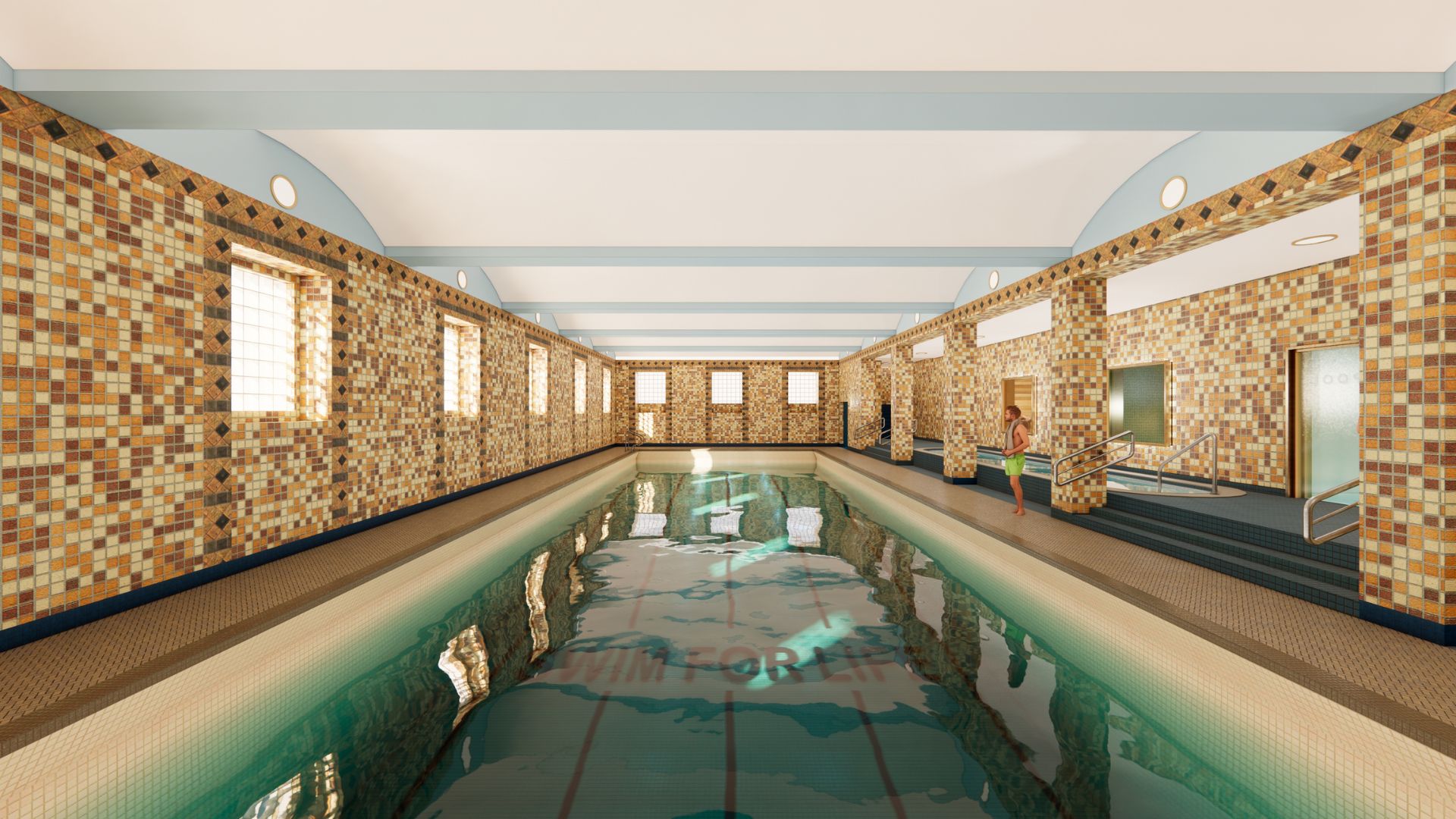 You can swim in the original lap pool from the YMCA at 21c Museum Hotel St. Louis.