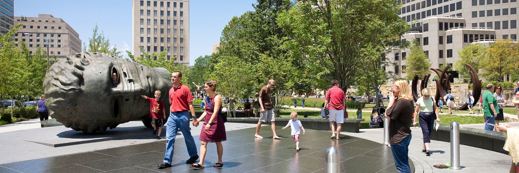 Family fun happens at Citygarden in downtown St. Louis.