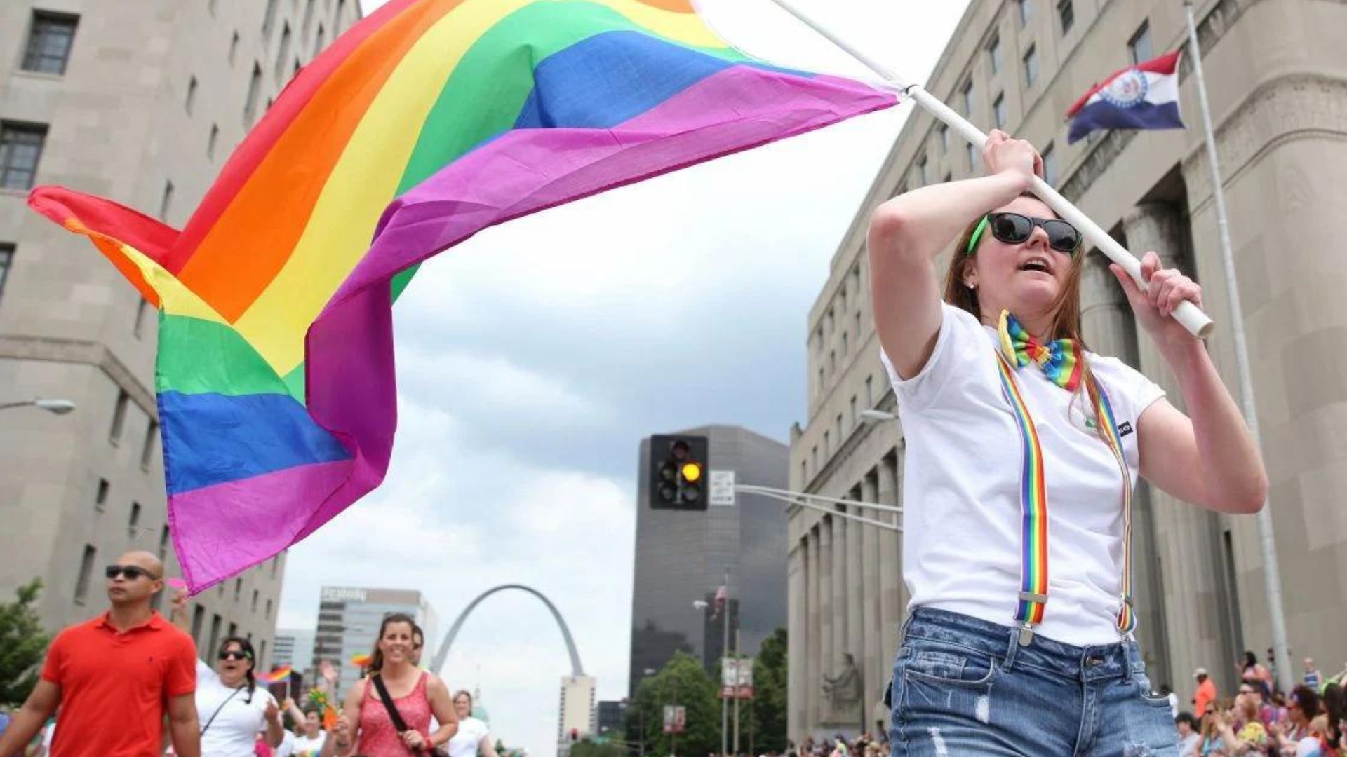 PrideFest in St. Louis includes a colorful parade along Market Street.