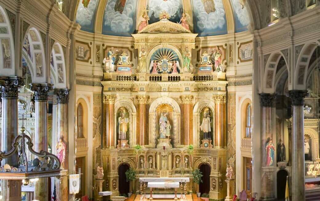The interior of the Shrine of St. Joseph in St. Louis.