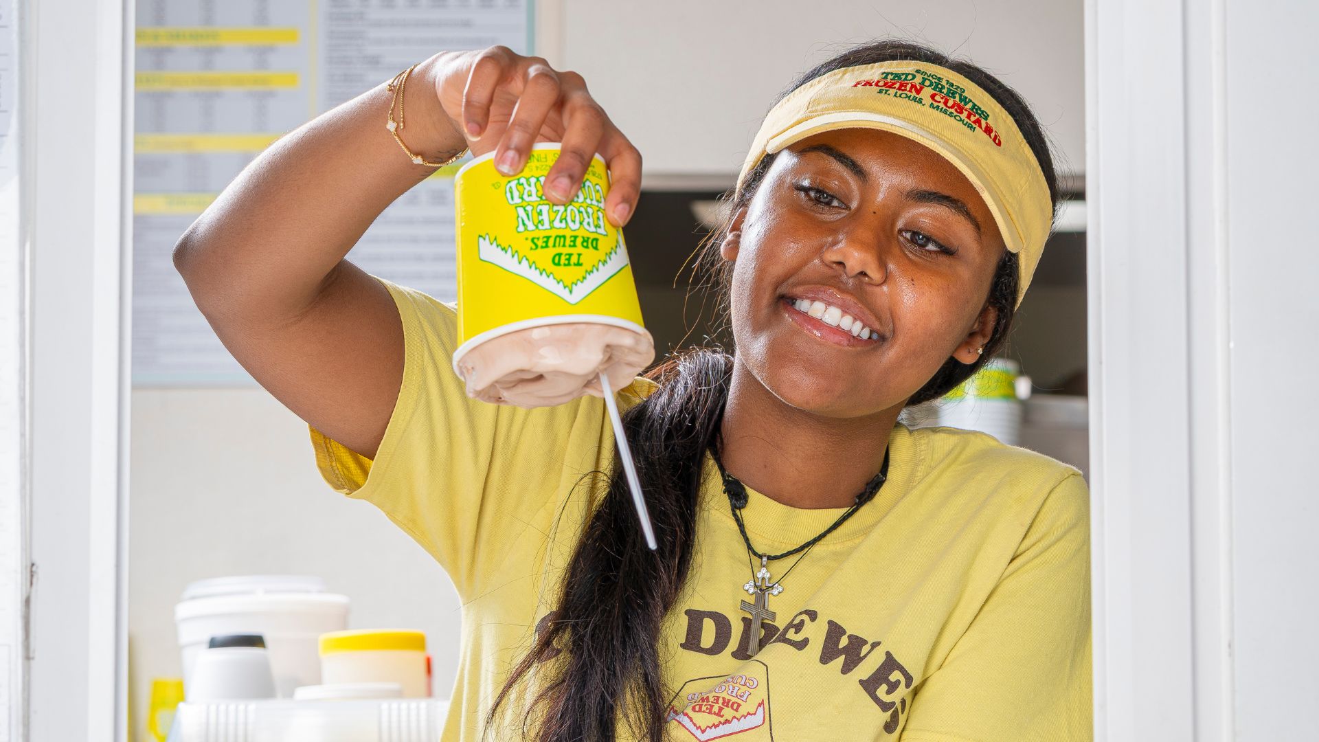 At Ted Drewes, the famous ice cream desserts are served upside down.