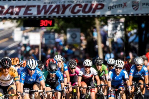 Professional cyclists race in the Gateway Cup in St. Louis.