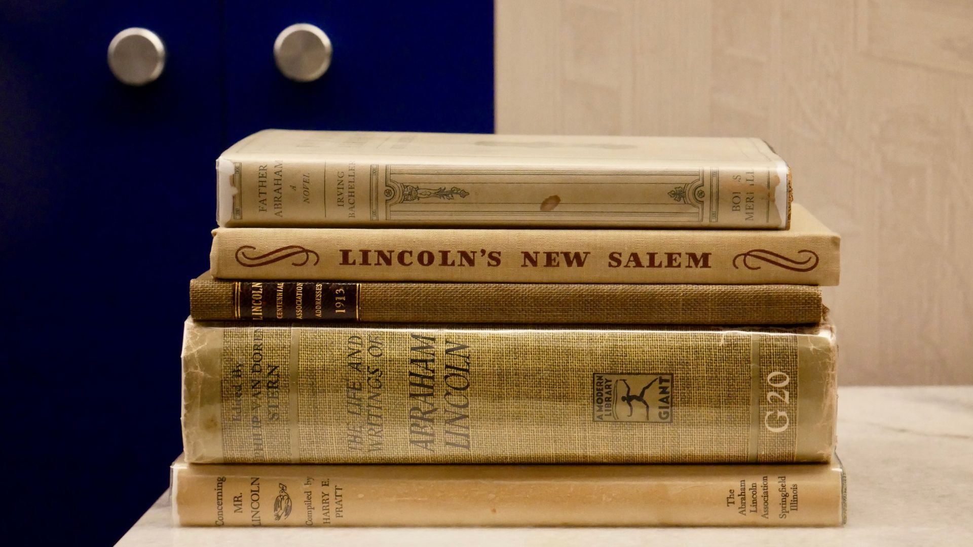 Books from the American Civil War on view at a museum in St. Louis.