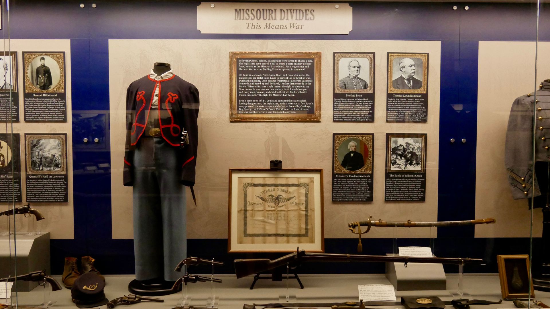 An exhibit illustrates Missouri's role in the American Civil War.