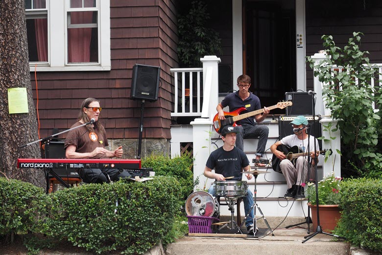 Musicians perform during Porchfest in the Skinker DeBaliviere neighborhood.