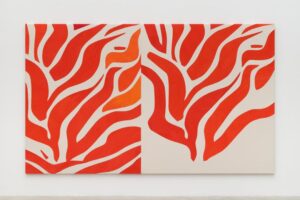 Sarah Crowner: Around Orange exhibition features bold abstraction and intense color.