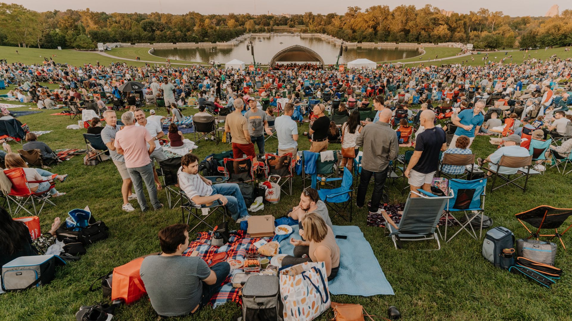 People gather on Art Hill for the annual St. Louis Symphony Orchestra concert in Forest Park.
