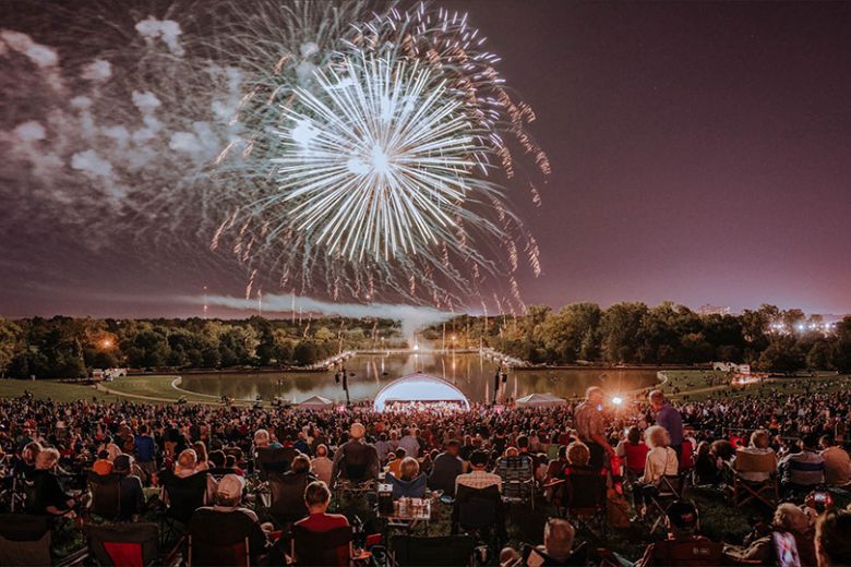 The St. Louis Symphony Orchestra performs a concert in Forest Park every year.