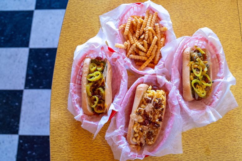 Steve's Hot Dogs come in mouthwatering flavors.