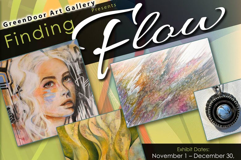 Finding Flow Art Exhibit at the Green Door Art Gallery.