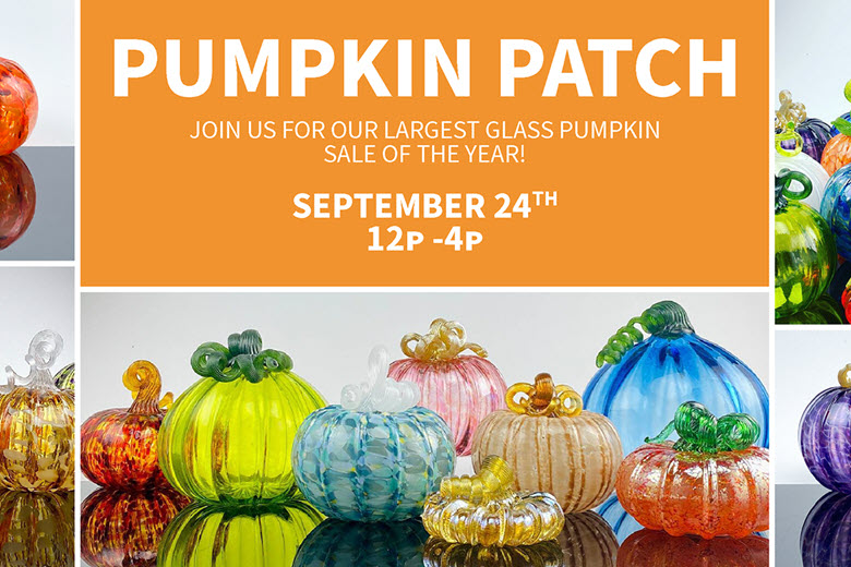 Pumpkin Patch glass pumpkin sale at Third Degree Glass Factory.