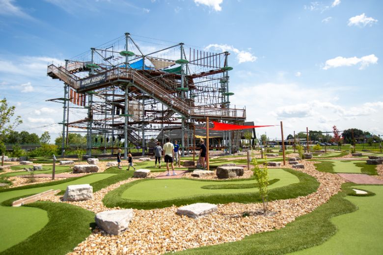 RYZE Adventure Park has an adventure tower with more than 100 obstacles as well as an 18-hole miniature golf course.