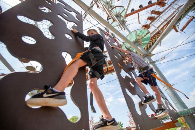 RYZE Adventure Park has an adventure tower with more than 100 obstacles.