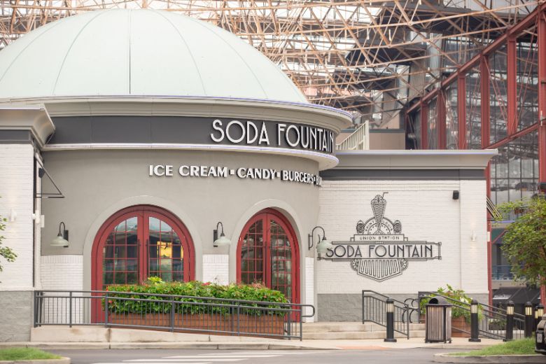 The Soda Fountain is a whimsical diner located at St. Louis Union Station.