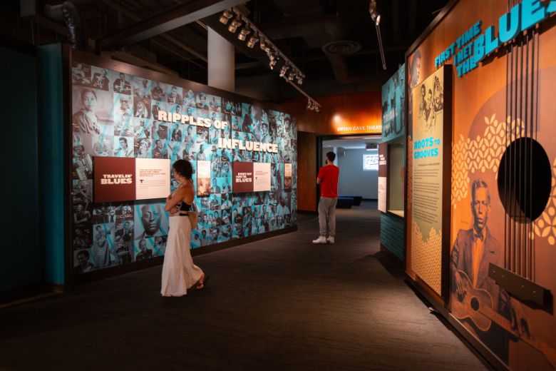 People learn about the ripples of influence in blues music at the National Blues Museum.
