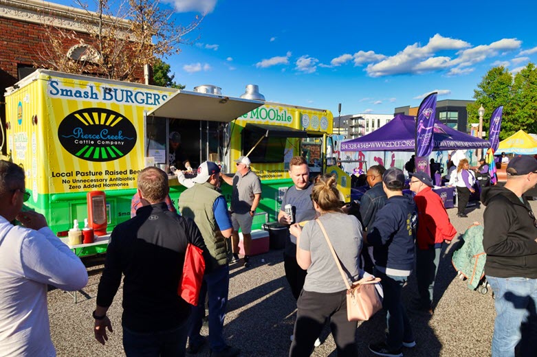 The MOObile Food Truck serves a crowd.