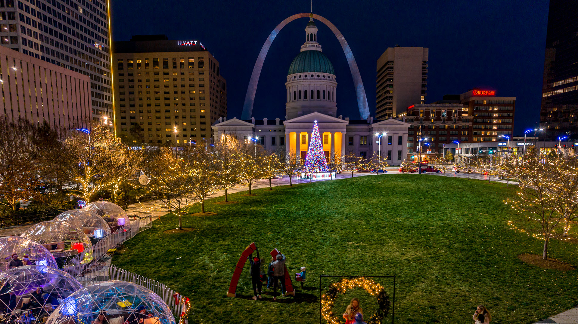 Winterfest and the Downtown St. Louis Skyline.