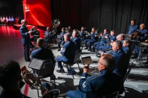 The U.S. Air Force Band of Mid-America performs during the holiday season.