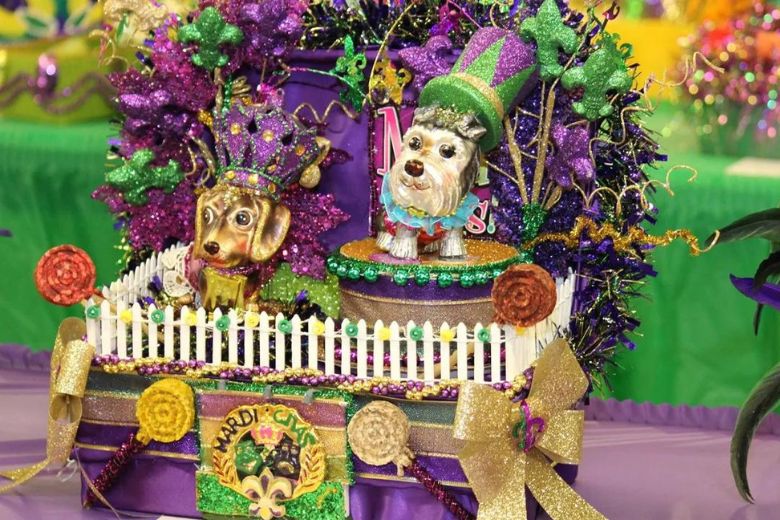 Children build Mardi Gras floats out of shoeboxes as part of the celebration in St. Louis.