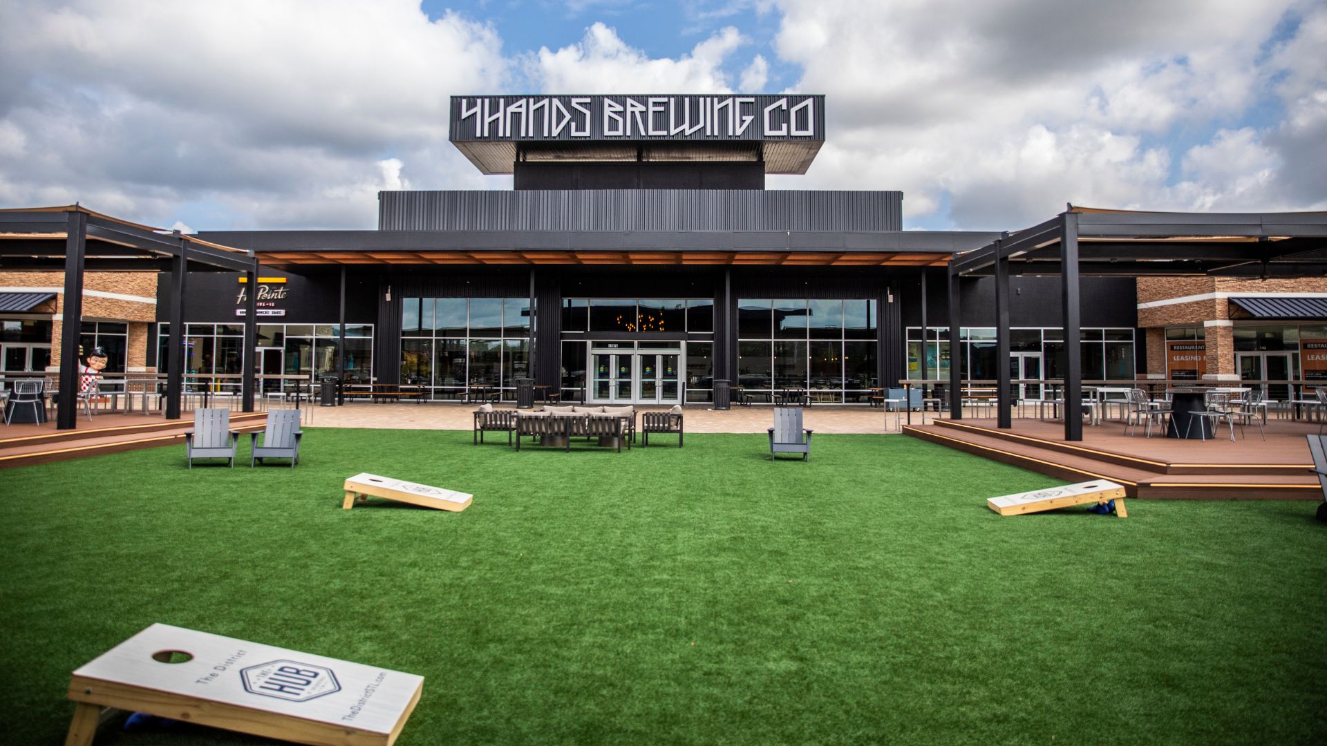4 Hands Brewing Co. in Chesterfield offers a great outdoor space with an enormous TV, lawn games and more.
