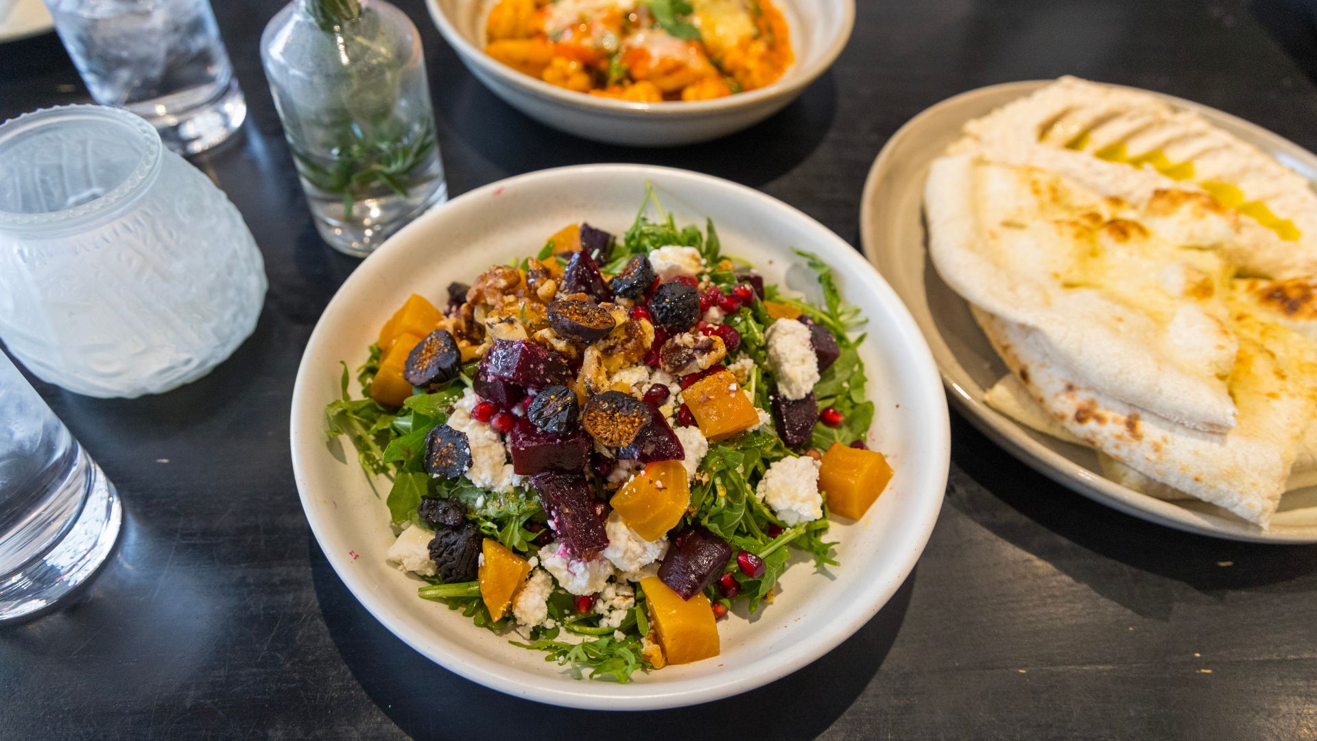 Katie's Pizza and Pasta Osteria serves a seasonal fig and beet salad.