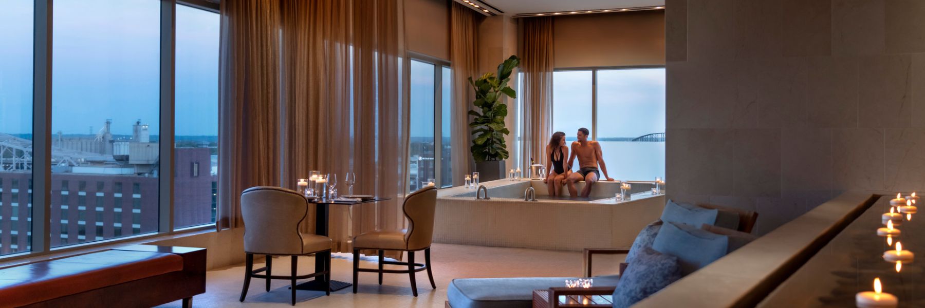A couple enjoys Valentine's Day in St. Louis at the Four Seasons Spa.