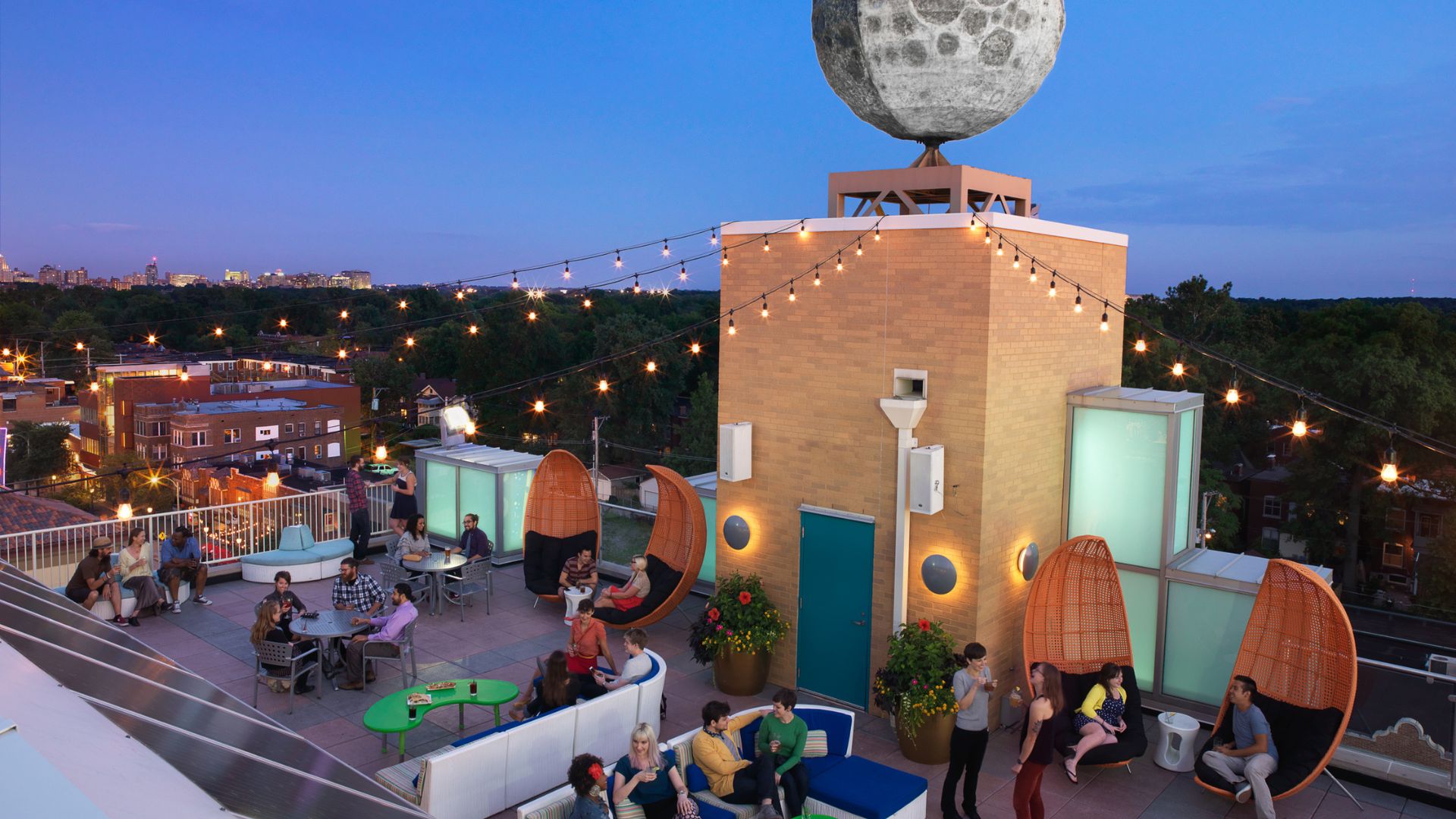 Moonrise Hotel has a rooftop bar for funky, retro nightlife.