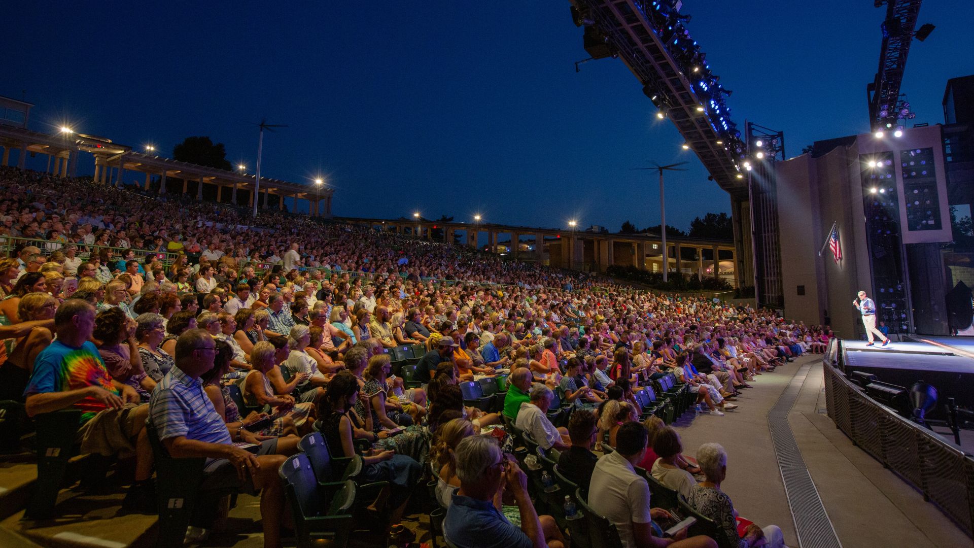 The crowd awaits the start of a Broadway show at The Muny in Forest Park.