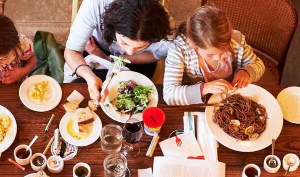 A family enjoys dinner at Pastaria in Clayton.