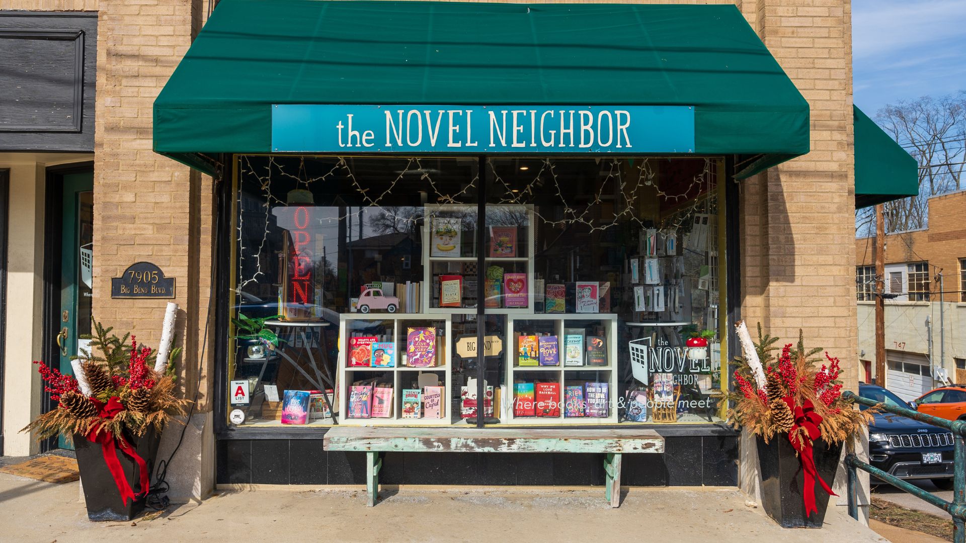 The Novel Neighbor is located in the Webster Groves neighborhood in St. Louis.