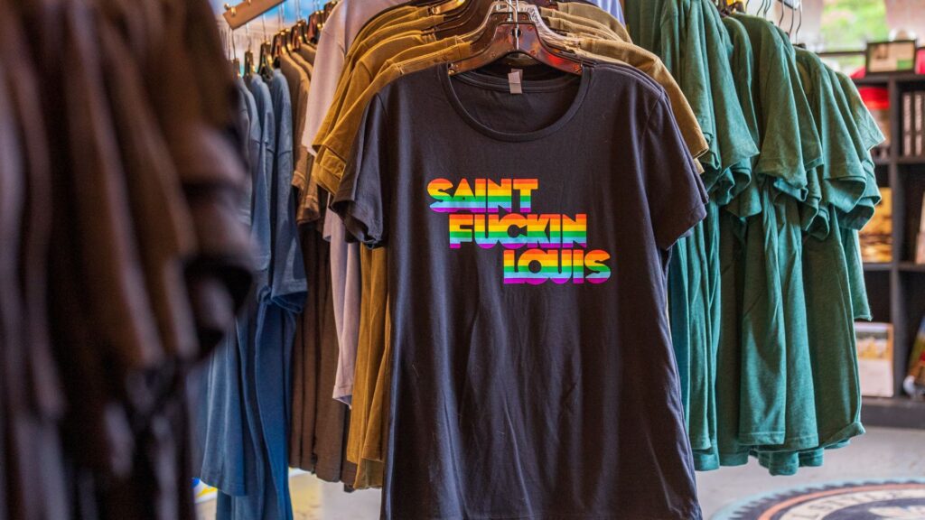 On Cherokee Street, STL-Style sells a shirt that says, "Saint Fucking Louis."