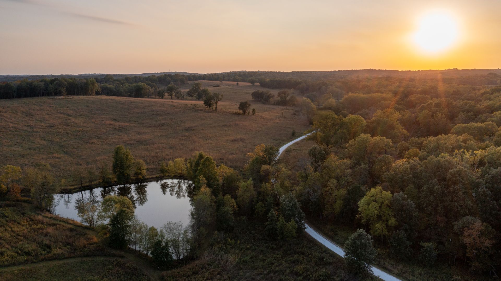 The sun sets over Shaw Nature Reserve, one of the best places for outdoor recreation in St. Louis.