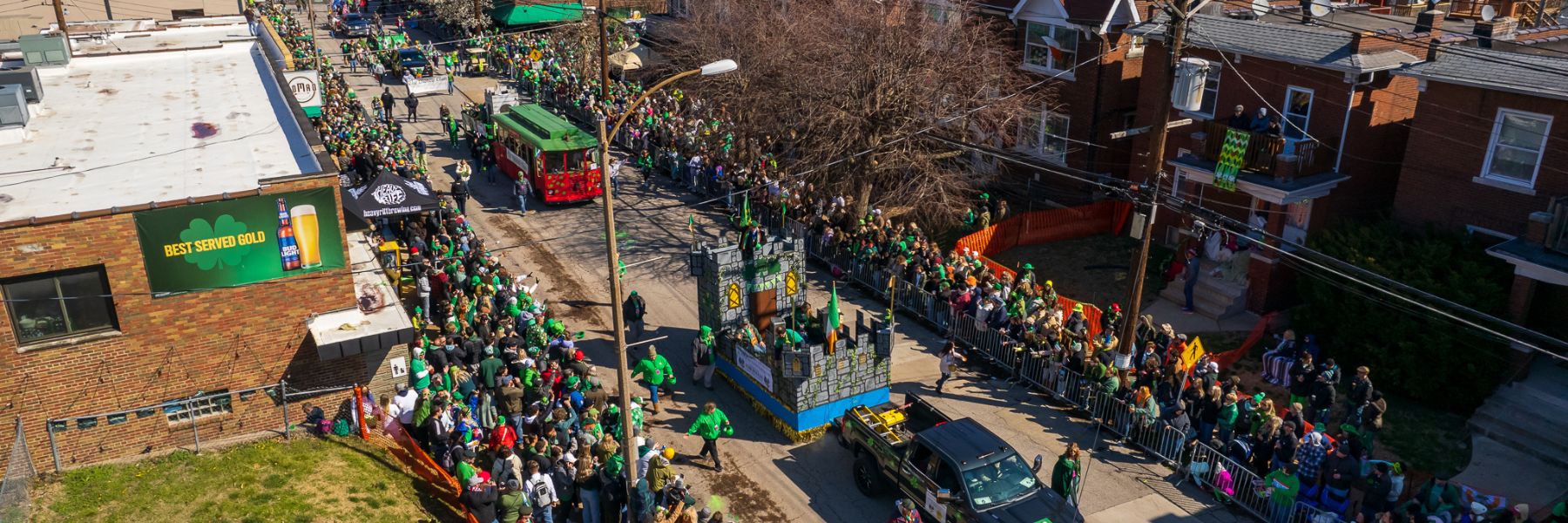 The St. Patrick's Day parade travels down the streets of Dogtown.
