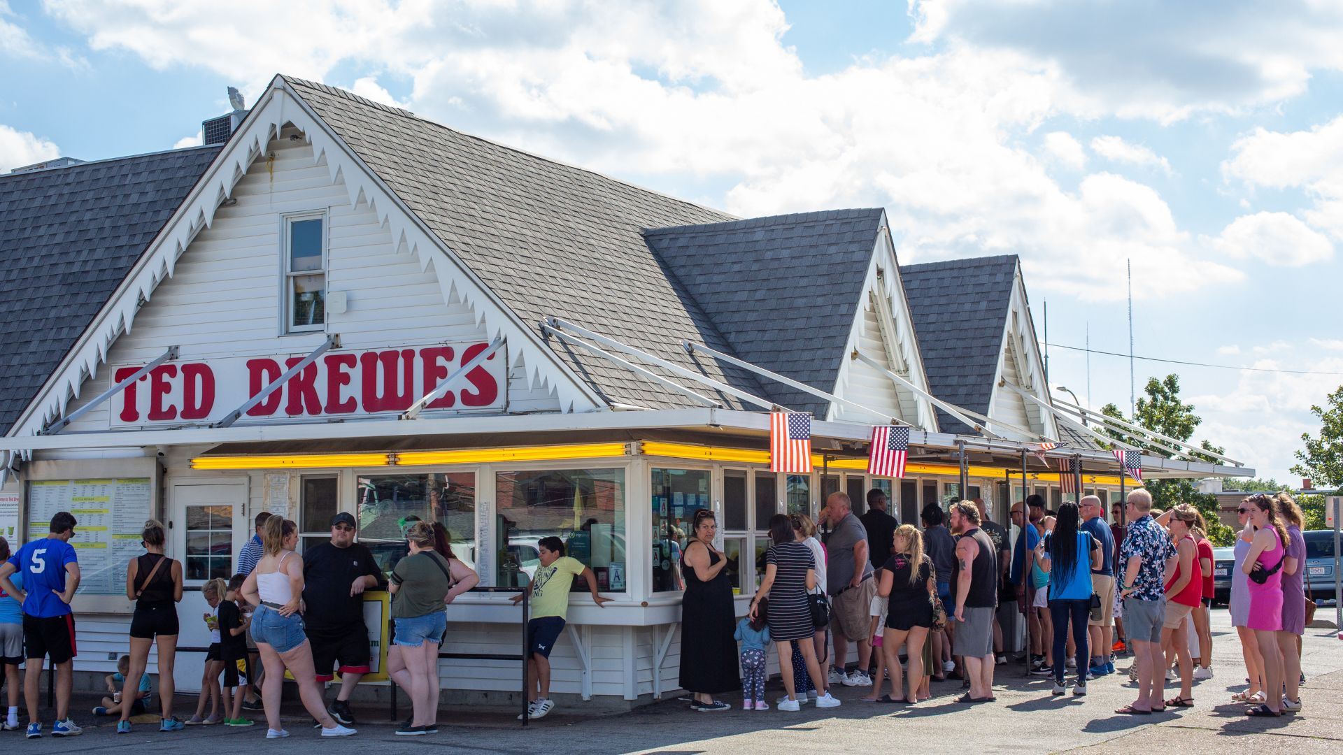 People wait in line at Ted Drewes for their frozen custard fix.