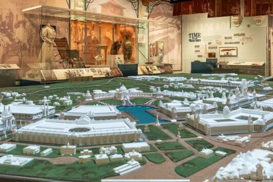 The 1904 World's Fair exhibit at the Missouri History Museum features a scale model of the fairgrounds.