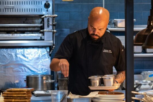 Executive chef Steven Hall works in the kitchen at Live! by Loews in St. Louis.