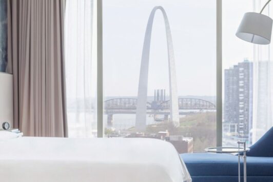 Stay at the Four Seasons Hotel St. Louis for magnificent views of the Gateway Arch.