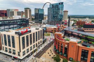 Ballpark Village in St. Louis hosts myriad events.