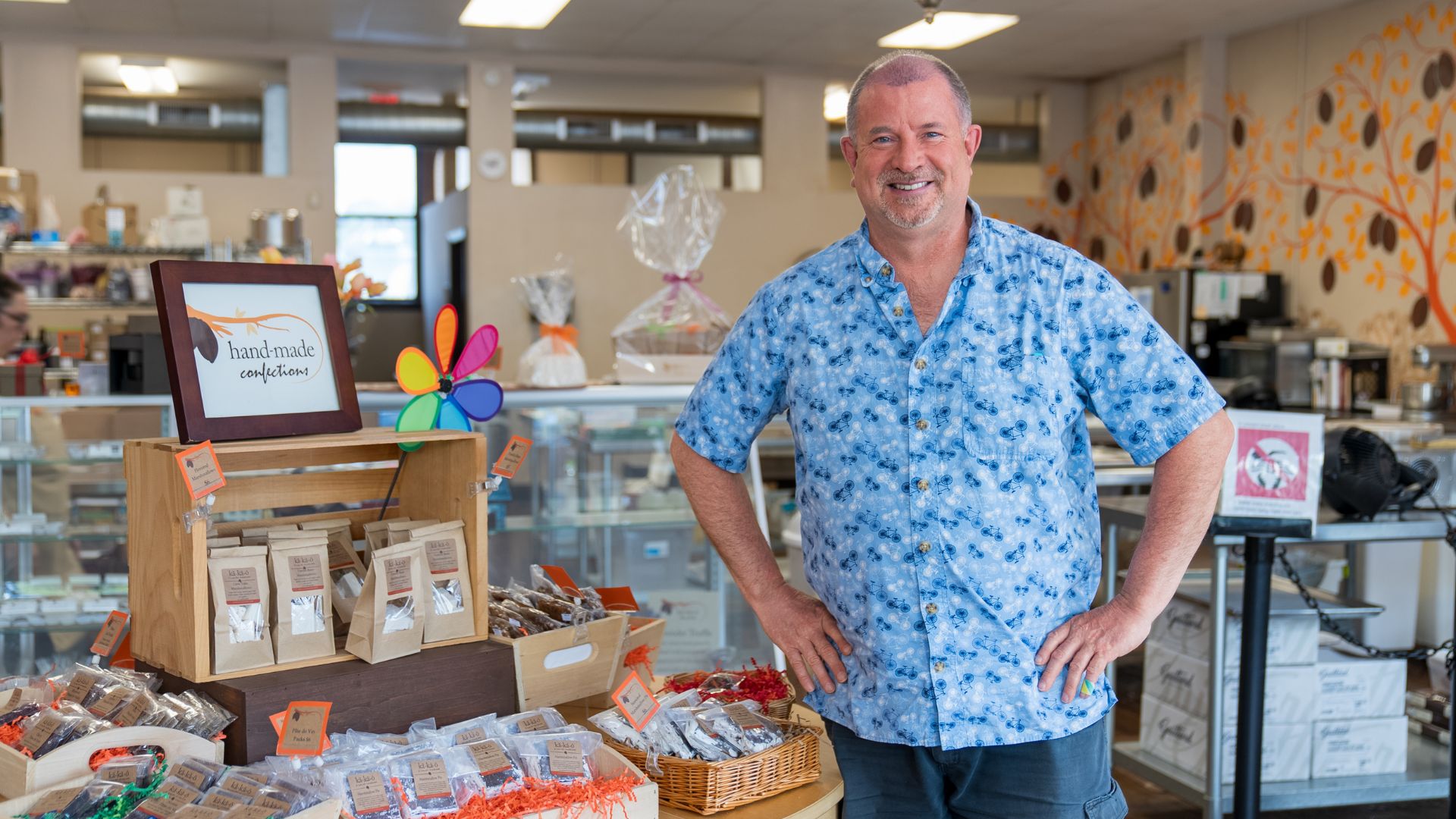 Brian Pelletier, owner of Kakao Chocolate, poses in the St. Louis shop.
