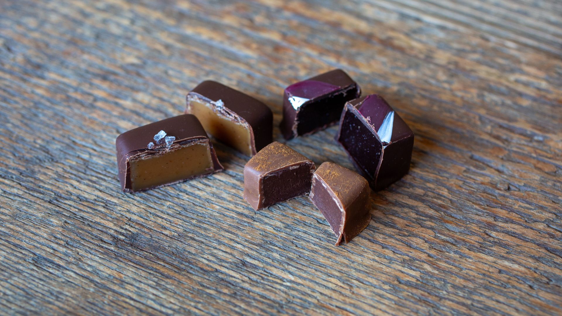Peek inside the chocolate truffles from Kakao Chocolate in St. Louis.