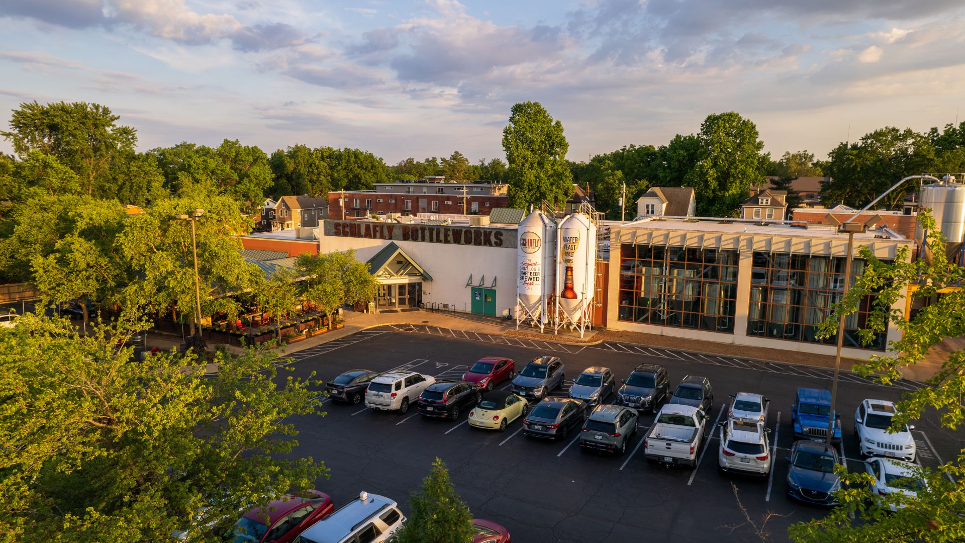 Schlafly Bottleworks in Maplewood is a lush oasis during patio season in St. Louis.